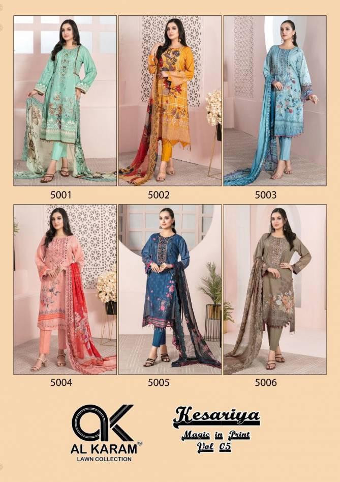 Al Karam Kesariya 5 Fancy Regular Wear Wholesale Dress Material Collection